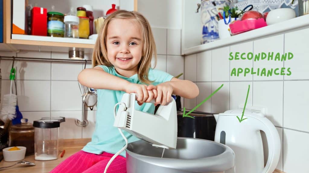 Girl using second had kitchen appliances